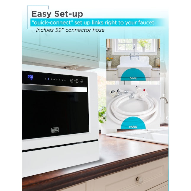 Portable Dishwasher BLACK+DECKER BCD6W Countertop 6-Place-Setting 7 Programs
