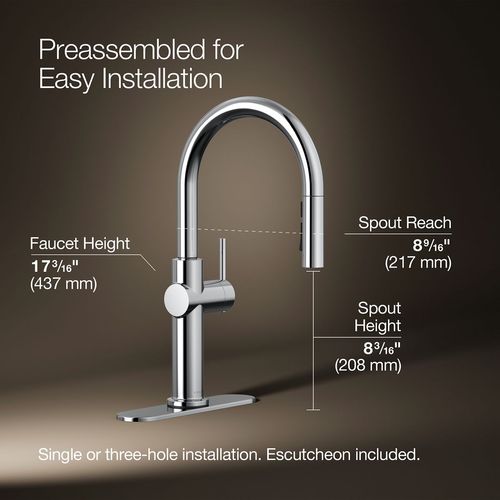 Kitchen Faucet Kohler K-22972-CP High-arc kitchen faucet