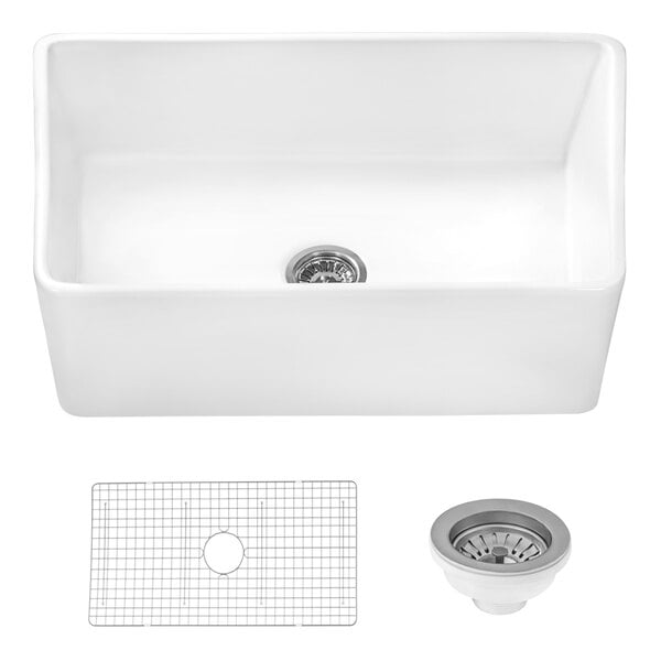 Farmhouse Kitchen Sink Ruvati RVL2300WH Single bowl