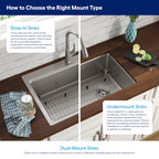 Stainless Steel Kitchen Sink Kraus KWU110-32 Single bowl