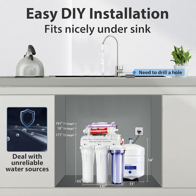 Reverse Osmosis System iSpring RCC7AK-UV 75 GPD Alkaline UV