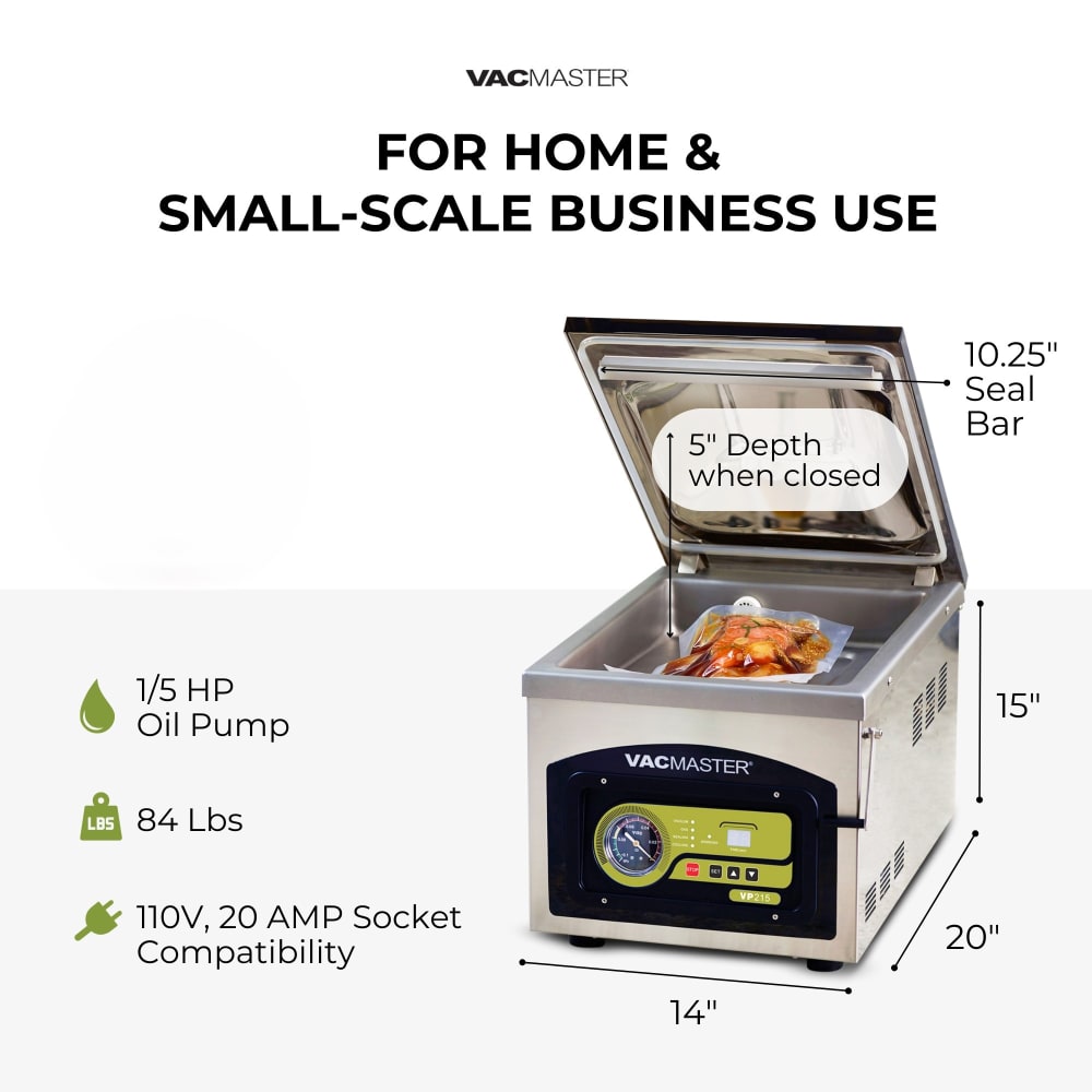 Vacuum Sealer VacMaster VP215 Chamber 11.25 x 15.25 x 5 in