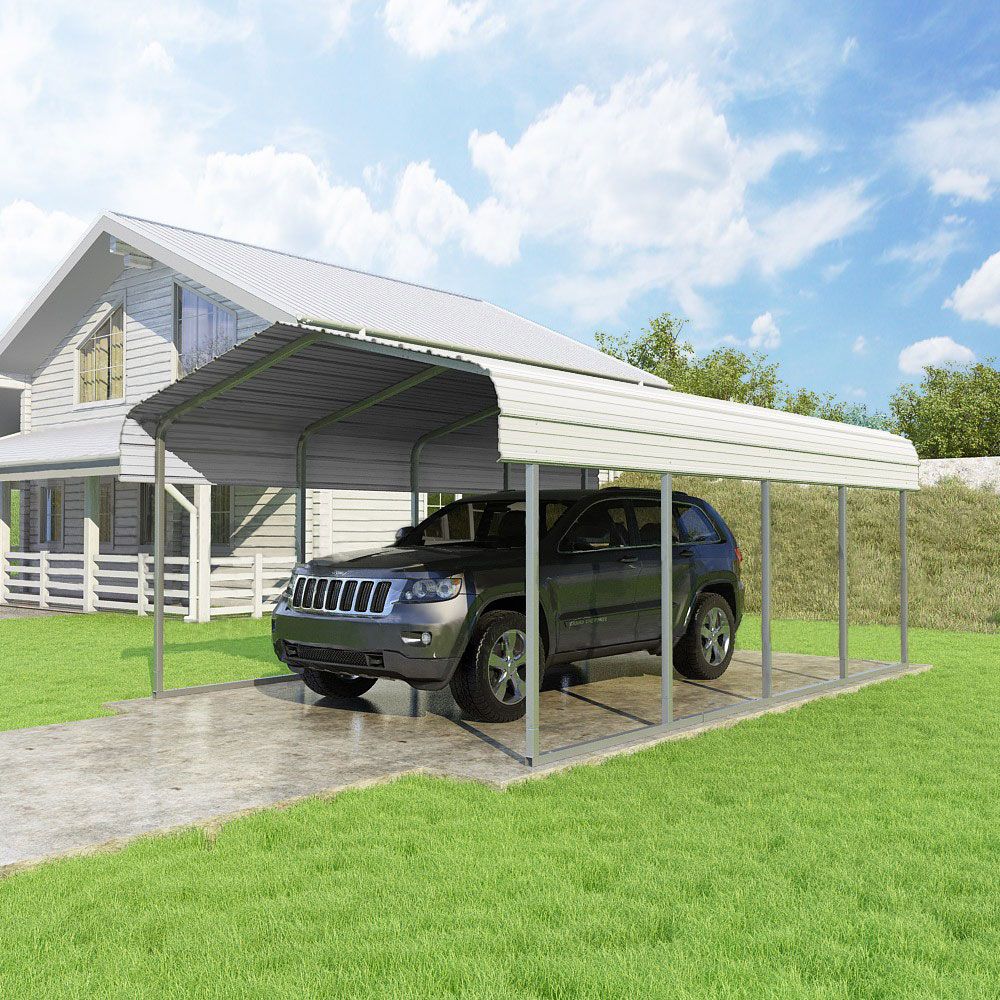metal carports VersaTube CCP12207 — 12x20x7 galvanized-steel single-car carport kit