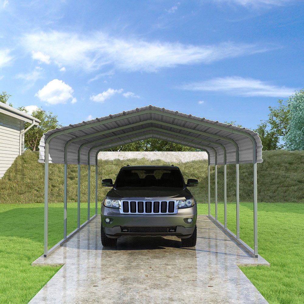 metal carports VersaTube CCP12207 — 12x20x7 galvanized-steel single-car carport kit