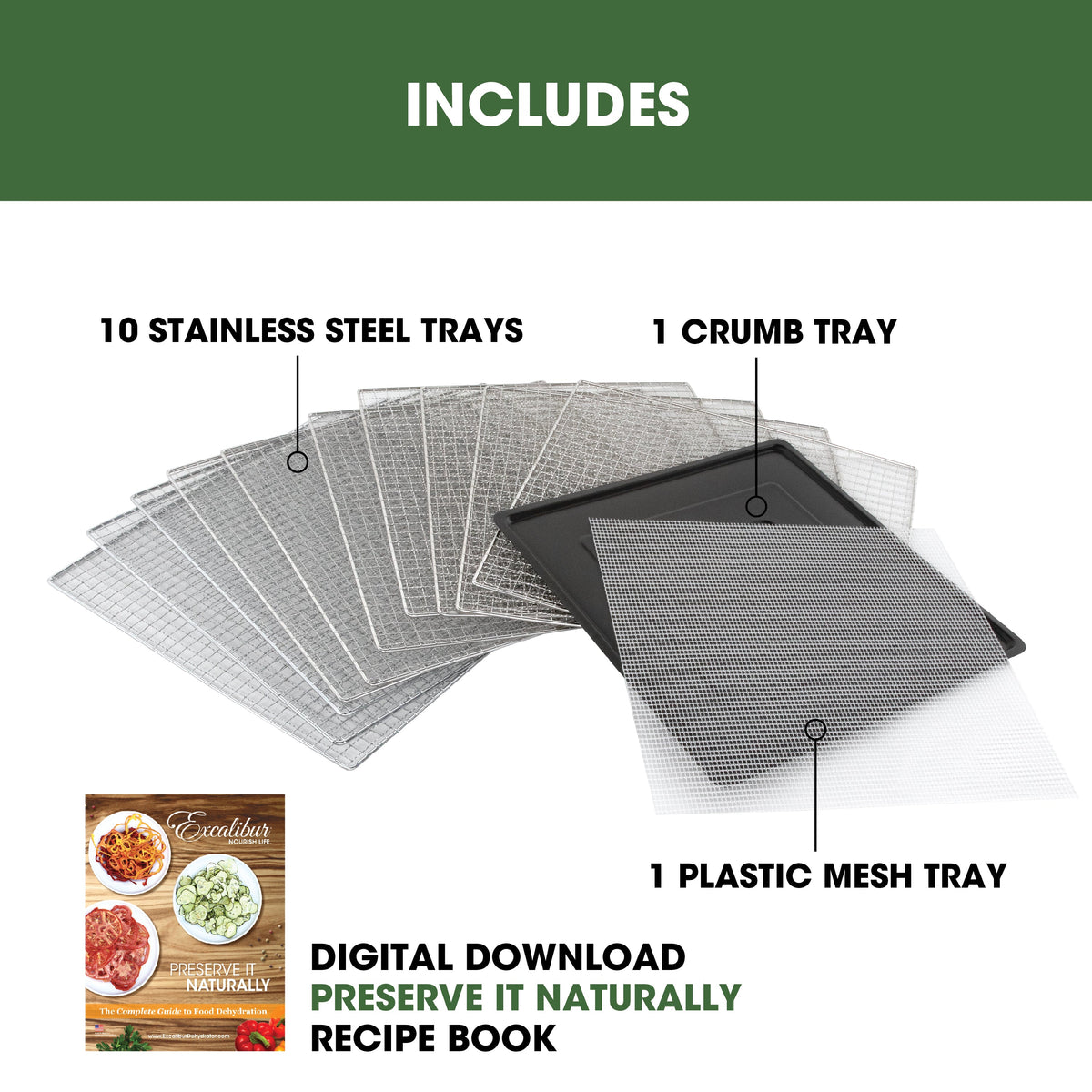Food Dehydrator Excalibur DH10SSSS13 10 Stainless Trays 800W