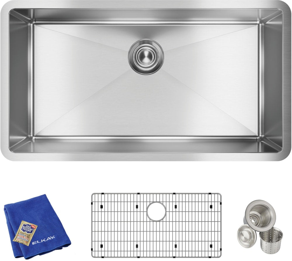 Stainless Steel Kitchen Sink Elkay EFRU311610TC Single bowl
