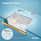 Stainless Steel Kitchen Sink Ruvati RVH8300 Single bowl