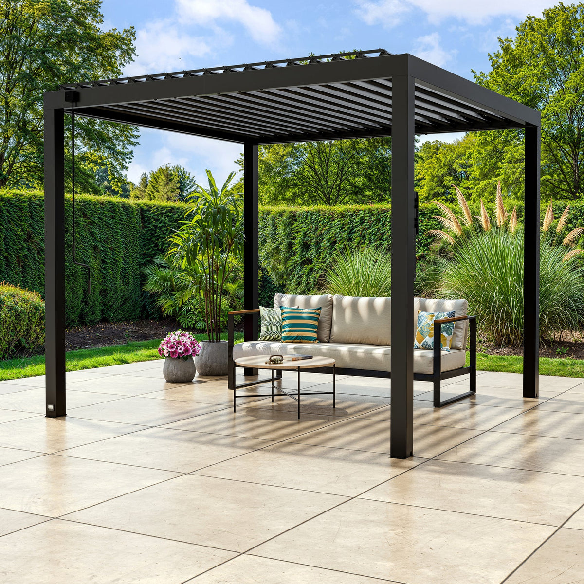 pergola with roof Backyard Discovery 2407190Bcom — 10x10 galvanized steel freestanding adjustable-louver roof