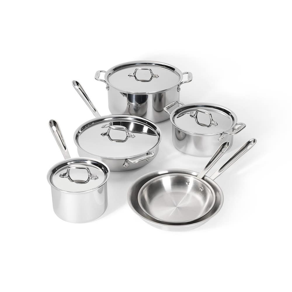 Stainless Steel Cookware Set All-Clad 401877LR D3 10-Piece Tri-Ply Stainless