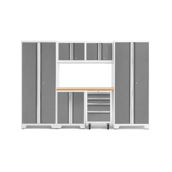 garage storage cabinets NewAge Products 54872 — Steel cabinet set with worktop