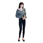 Women's batwing sleeve loose fit pullover sweater in White front view