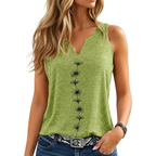 Women's sleeveless floral print T shirt in White back view